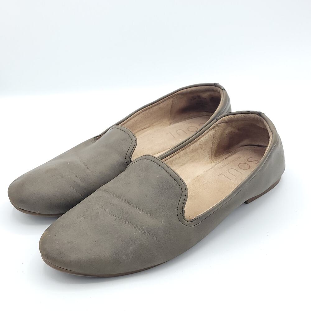 Natural Soul Alexis Loafer Slip On Leather Casual Comfort gray Women's size 6.5